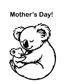 Mother's day coloring Koala and baby
