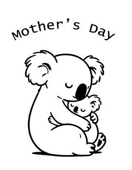Mother's day coloring Koala and child