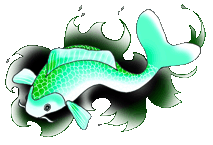 koi fish drawings green koi fish black waves
