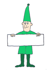 Pixie with blank sign