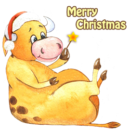 Merry Christmas cute cow