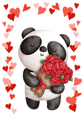 Love heart card with Panda