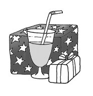 party clipart drink presents black white