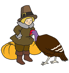 pilgrim boy turkey pumpkins