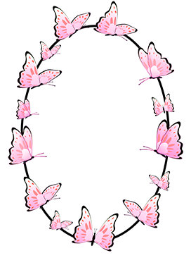 oval pink butterfly frame
