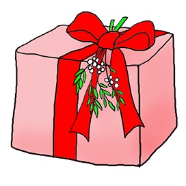 pink Christmas present clipart