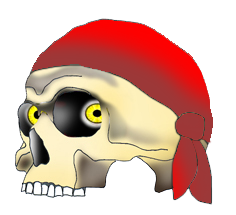 pirate skull with red bandana