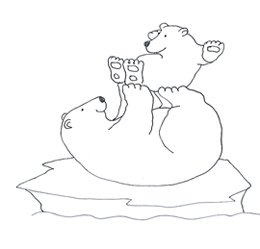 polar bear clip art playing with cub on ice floe