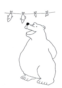 polar bear clip art with fish