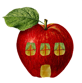 funny red apple house clipart