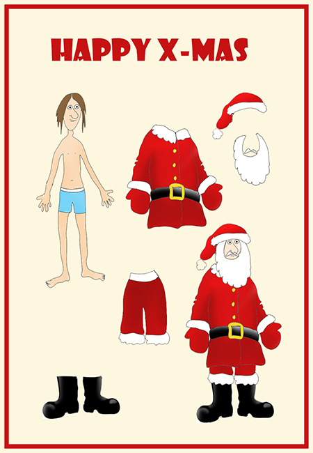 Santa Christmas card  dress up doll