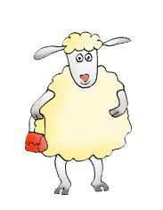 sheep with red handbag