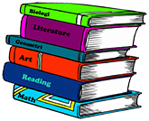 sidebar pile of school books