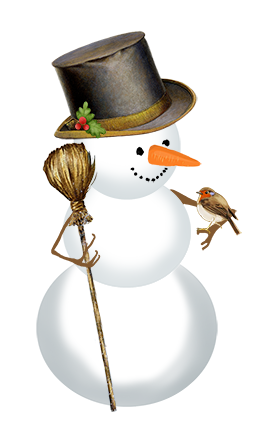 snowman clipart with robin