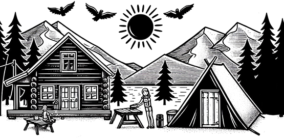 black and white summer camp clipart