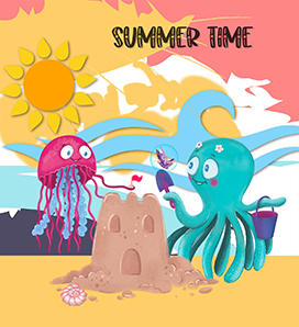 summer beach cartoon clipart