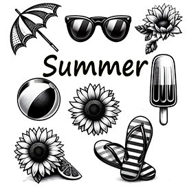 Summer motive collection black white