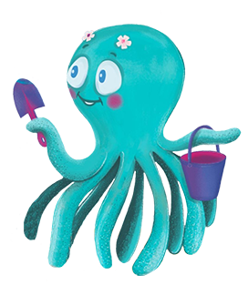 summer octopus with beach shovel