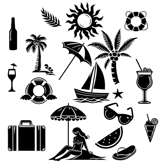 black whtie summer clipart collection