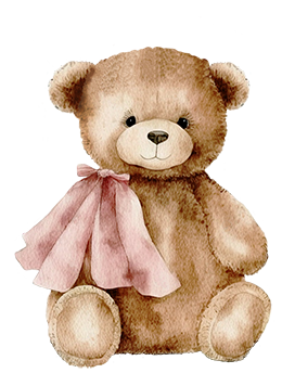 Teddy bear with pink bow