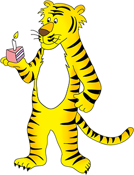 tiger clipart with cake