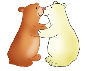 Valentine kiss bear and polar bear