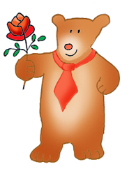 Valentine bear with red Valentine rose