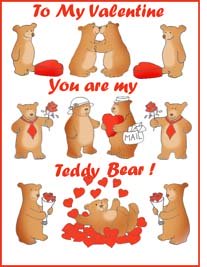 Valentine cards for kids Teddy bears love hearts