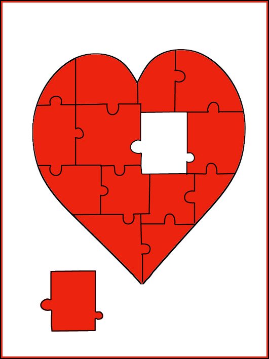 Valentine greeting cards heart as a puzzle