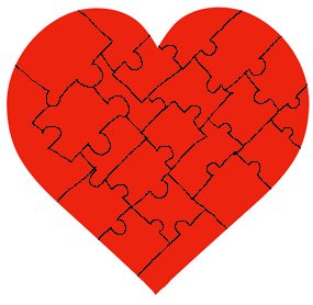puzzle of red Valentine heart