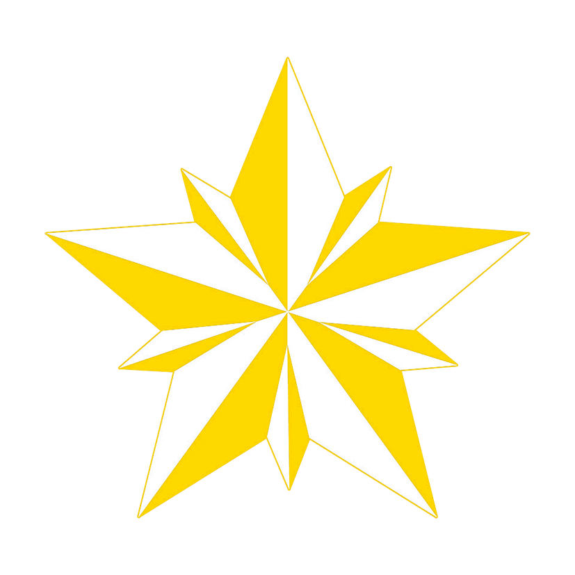 Yellow double faceted star