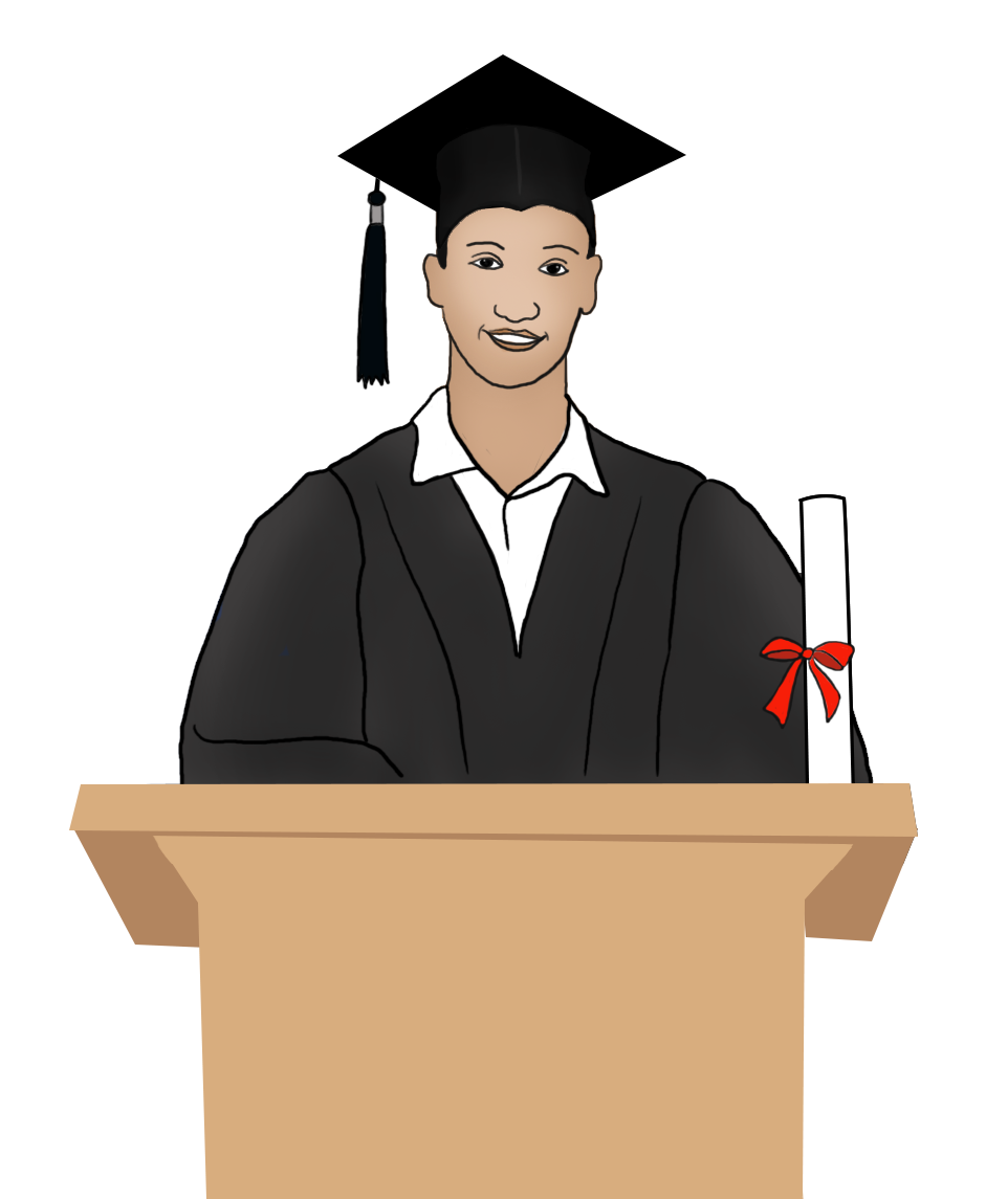 Young man graduation speech